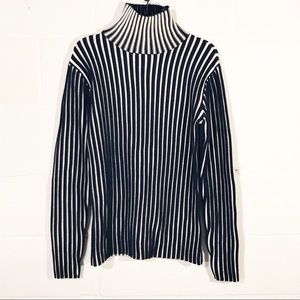 Victoria Beckham Striped Ribbed Turtleneck Sweater